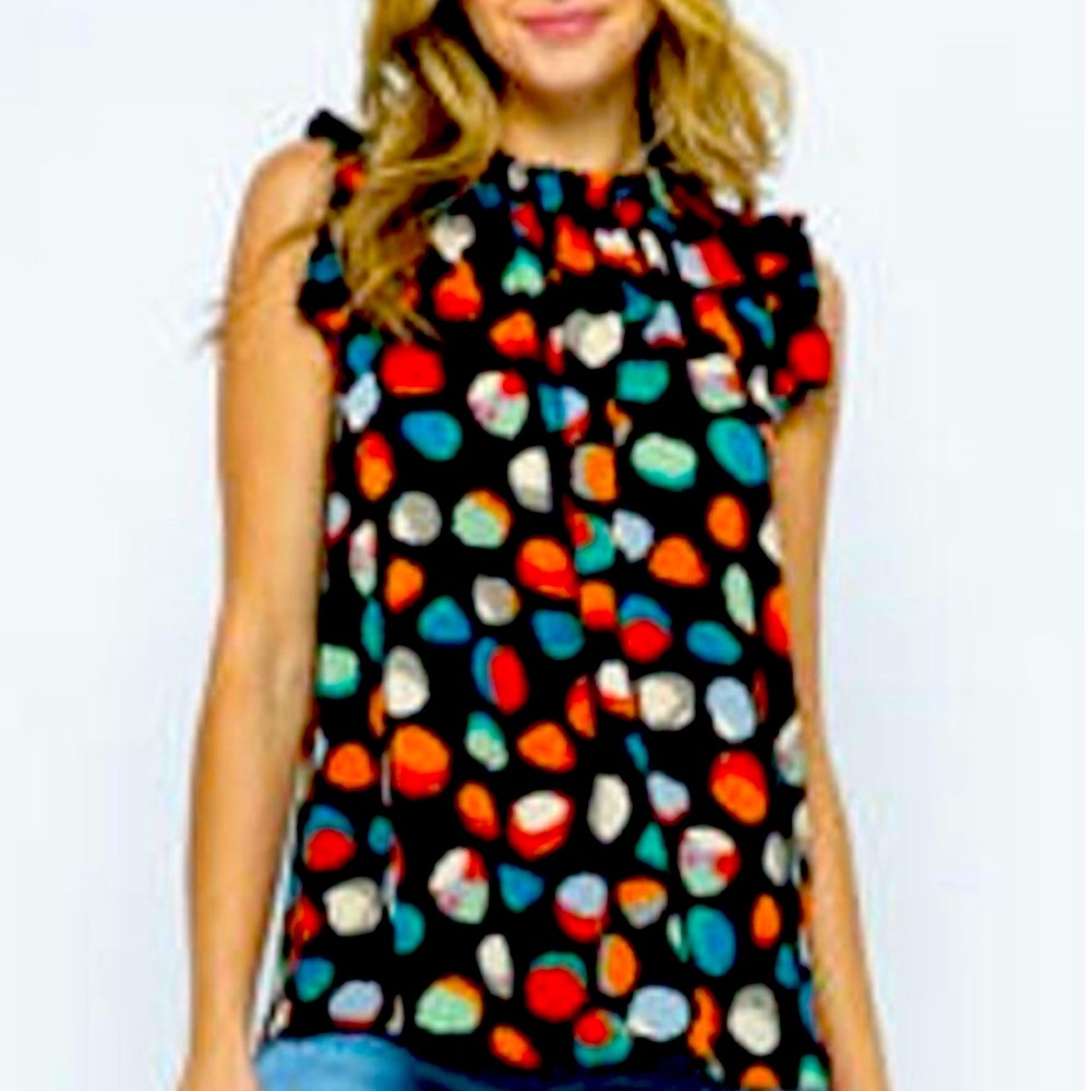 Women’s Sleeveless Dot Print Blouse